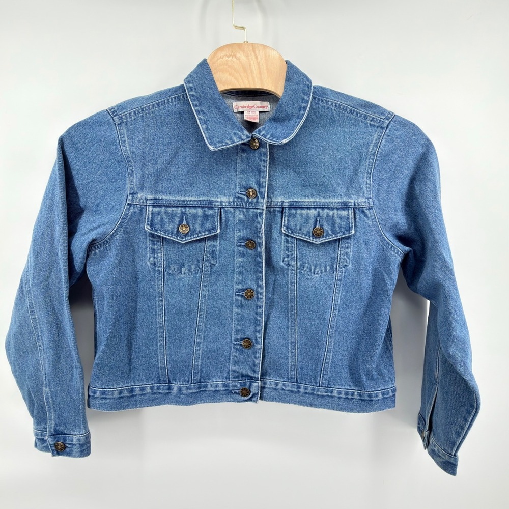 Vintage Cambridge Country Denim Jacket XL Blue Jean Trucker Coat 100% Cotton